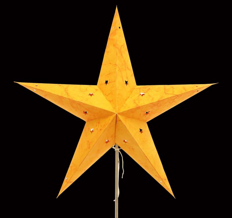 Lotus orange - Foldable glowing star, paper poinsettia with 5 points, 60 cm